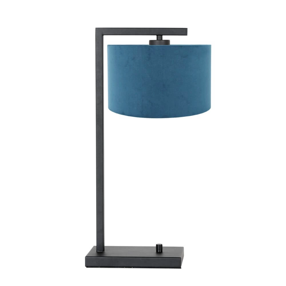 Lampe de table moderne Stanger noir avec velours bleu