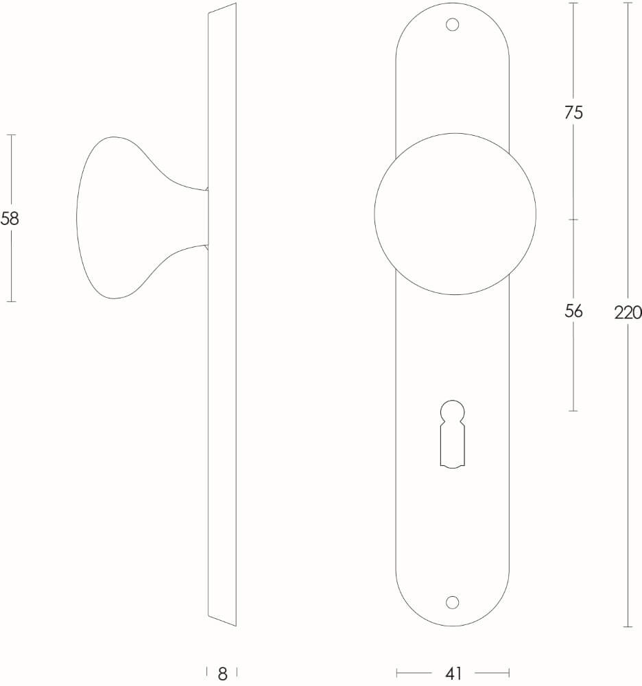 Poignée Paddenstoel Trou de serrure 56mm Acier inoxydable Intersteel 8714186039700