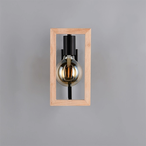 Lampe murale de conception Bano noir avec bois Trio 4017807670899