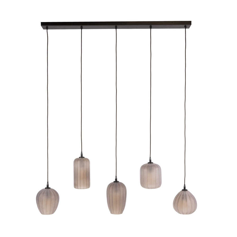 Lampe suspendue à 5 lumières Altura Sienne brun avec verre dépoli Lyora 8716803514867