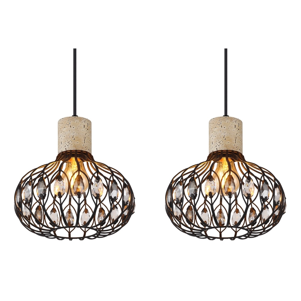 Lampe suspendue à 4 lumières Dorthy Country Black Globo 9007371572069
