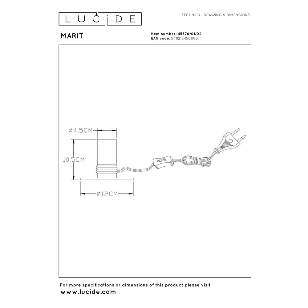 Lampe de table Marit Or Lucide 5411212450890