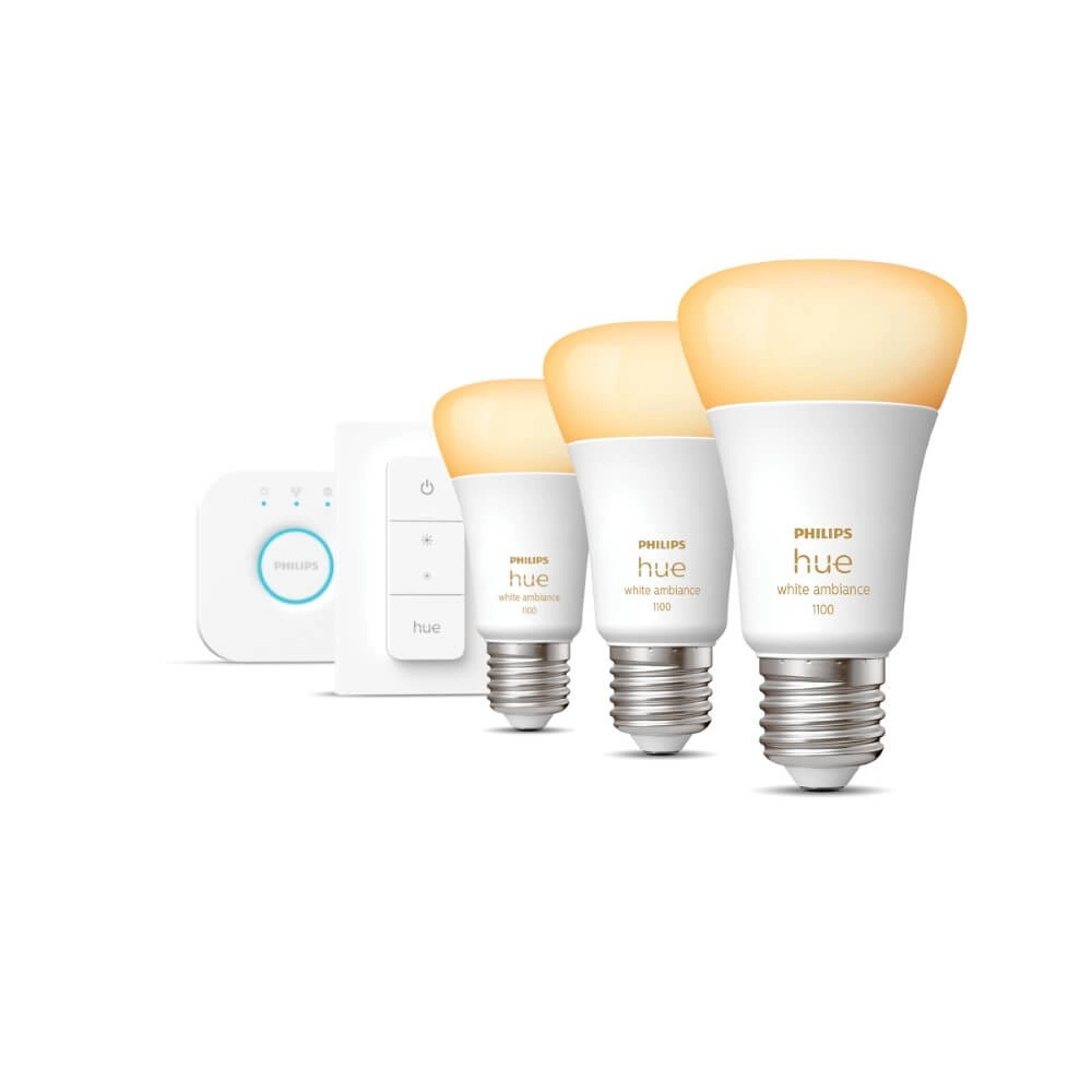 Hue Starterpack - E27 - 11W - White Ambiance lot de 3 Philips 8719514291232