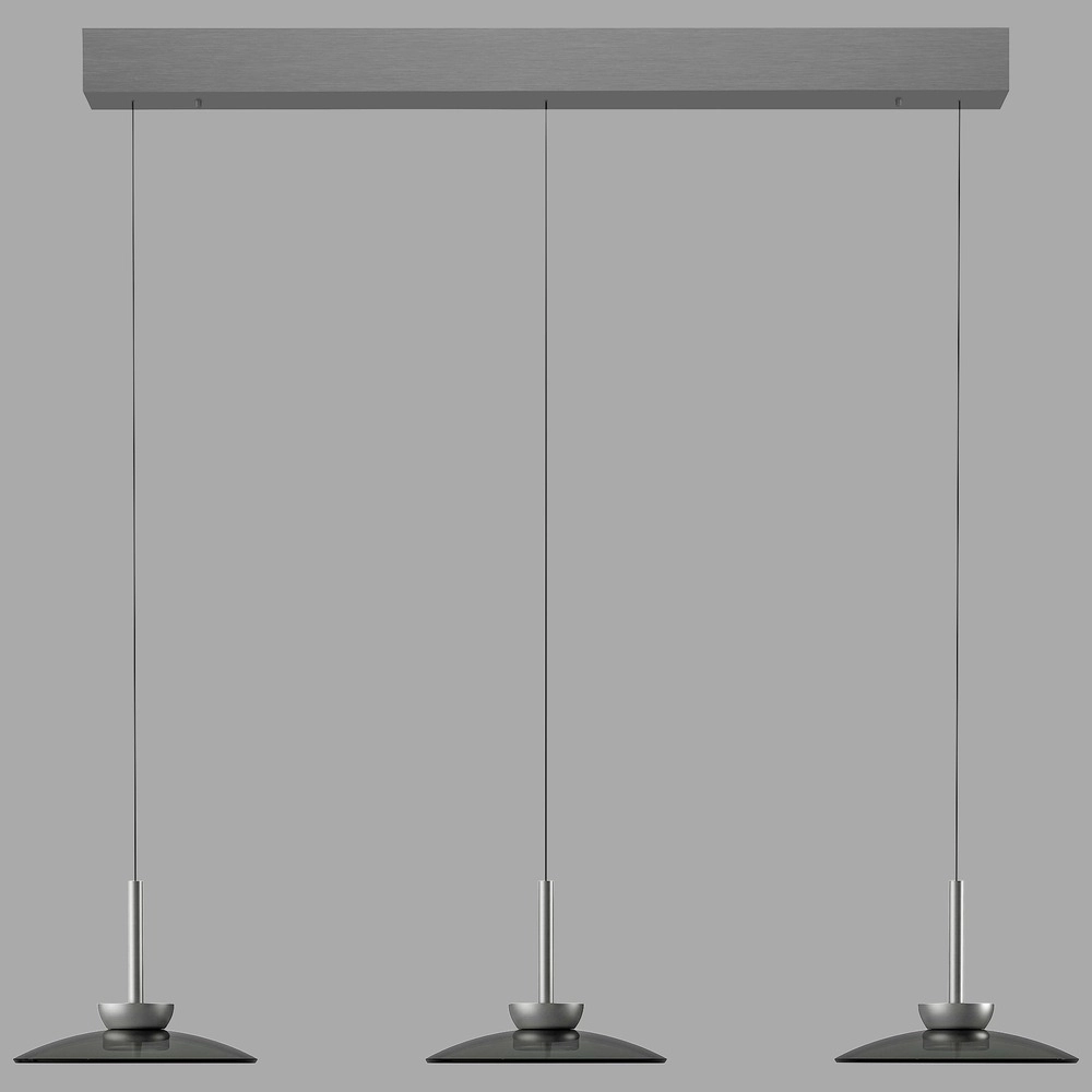 Lampe suspendue de table de salle à manger 3L Pure Moon Plaqué platine avec verre fumé