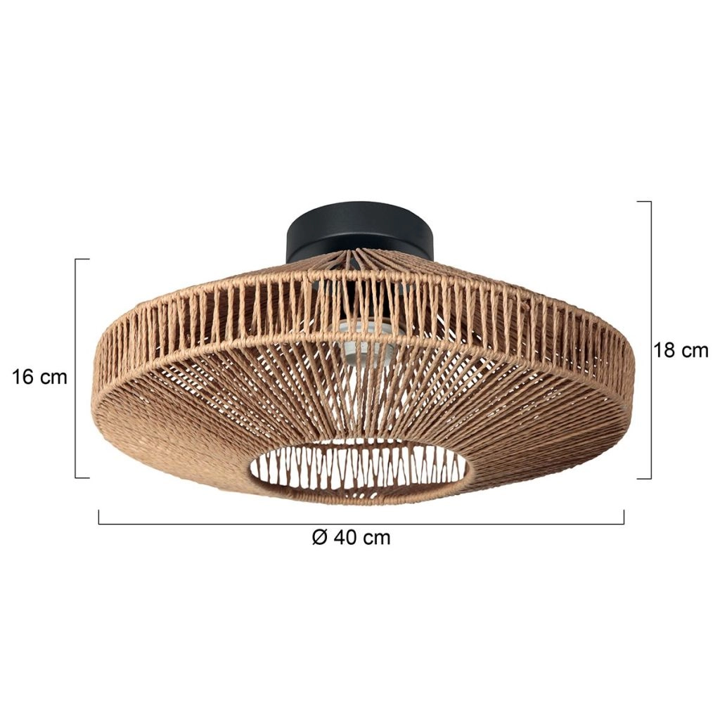 Lampe de plafond Ropex avec un ombrage en rotin Ø40 cm Steinhauer 8712746182989
