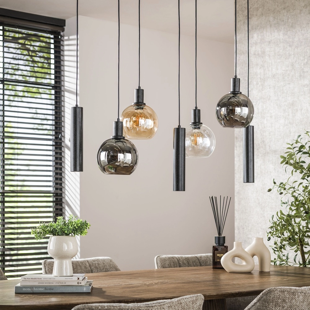 Lampe pendante de table à manger Sfera avec des boules de verre et des pendentifs Lyora 8716803512382