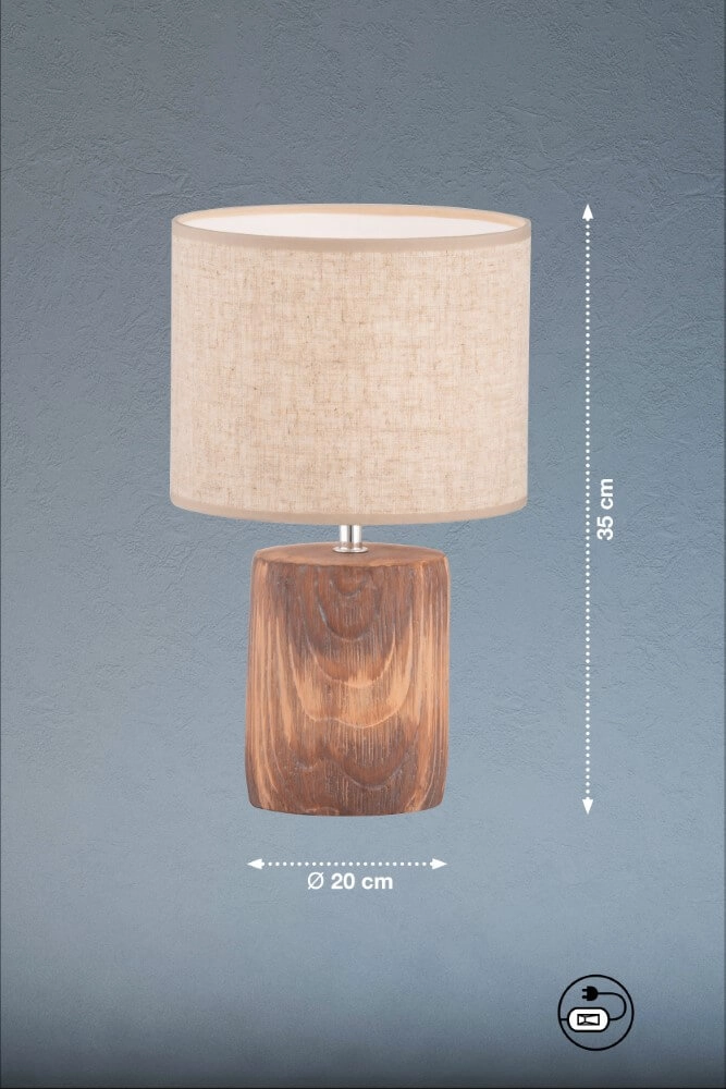 Lampe de table en bois Malik avec capuche couleur sable Fischer & Honsel 4003694505864