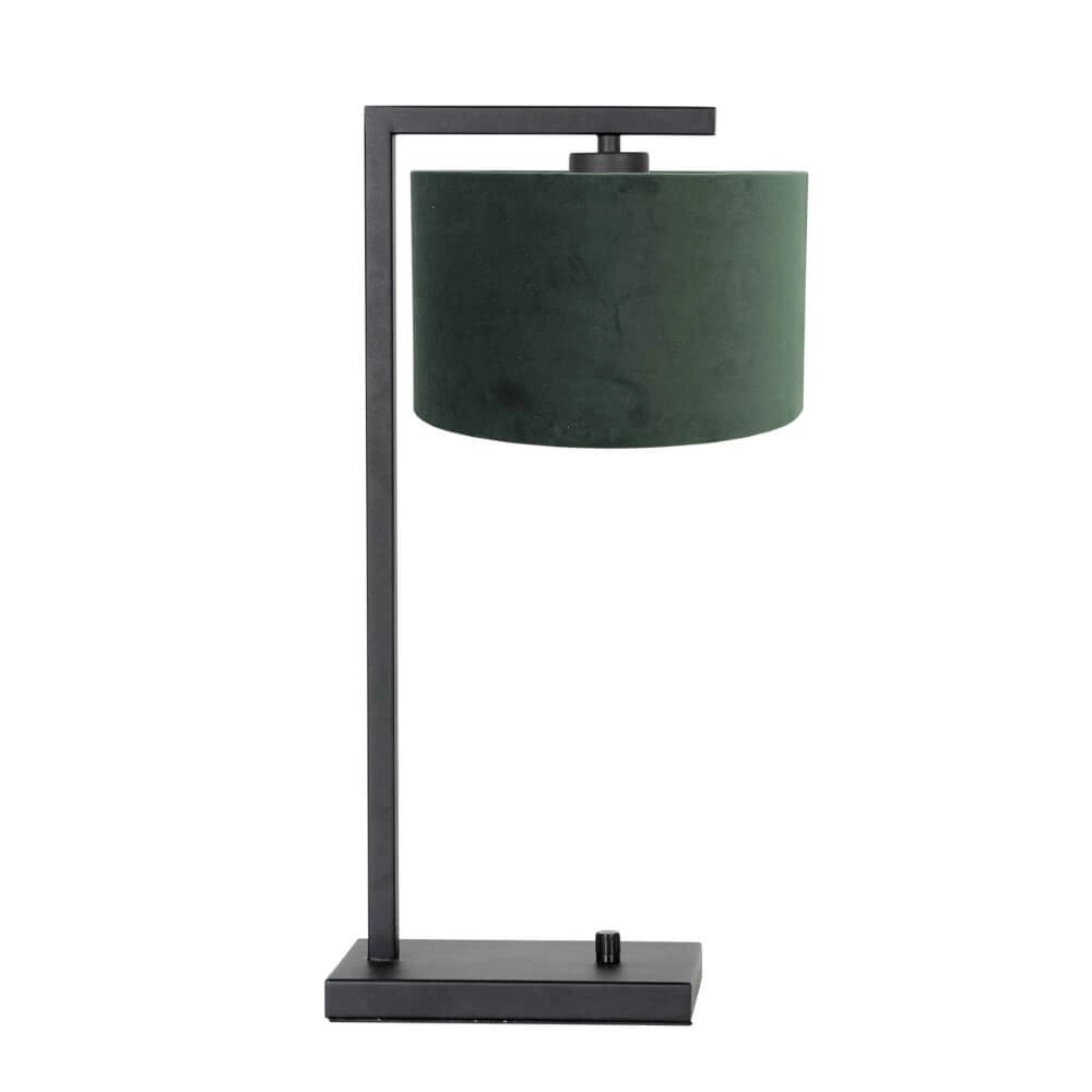 Lampe de table tendance Stanger noir avec velours vert Lampe de table tendance Stanger noir avec velours vert