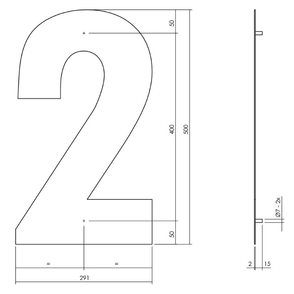 Maison numéro 2 XXL Numbra 50cm en acier inoxydable Intersteel 8714186503195
