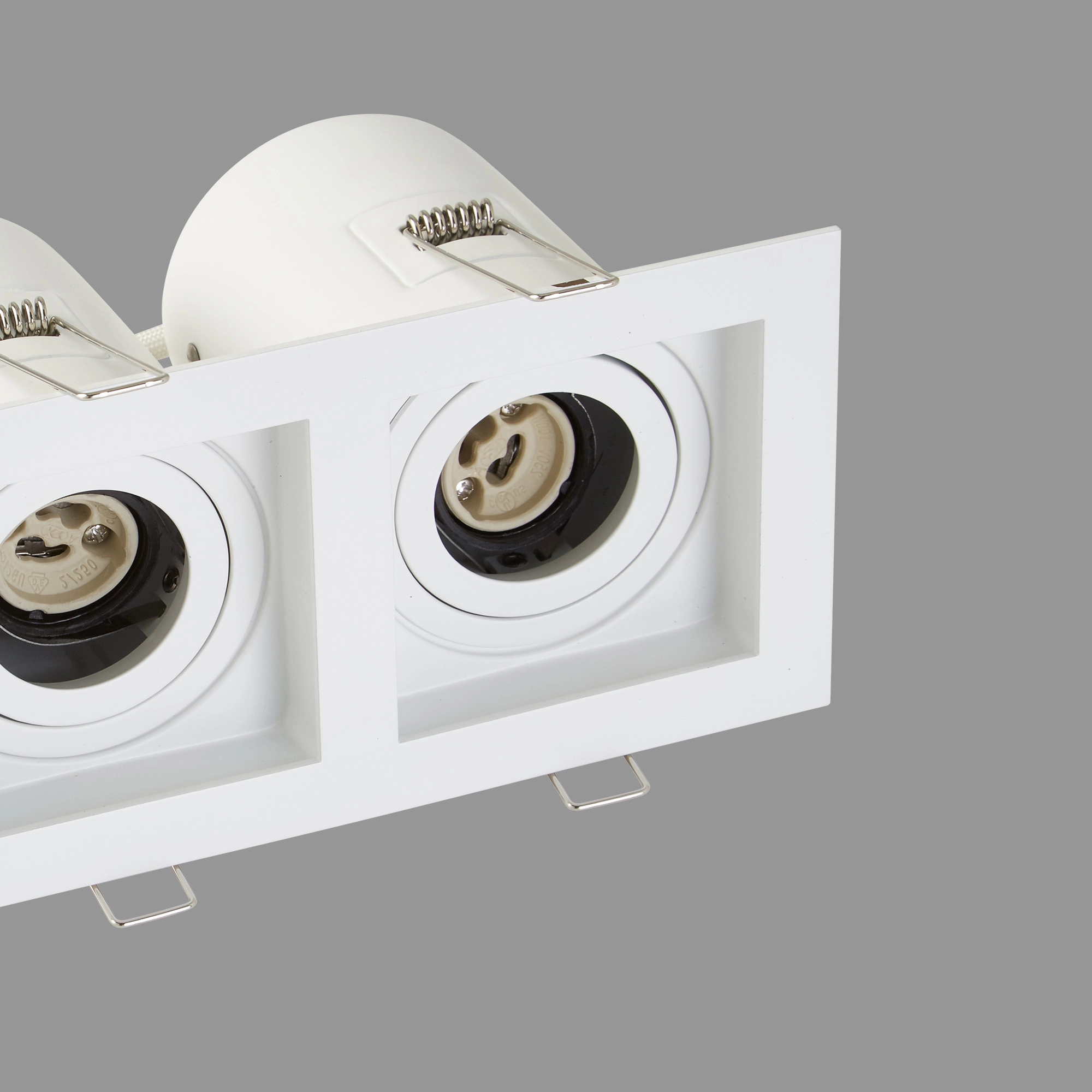 Projecteur rectangulaire encastré Grid Blanc à deux lumières Lyora 5053423307176