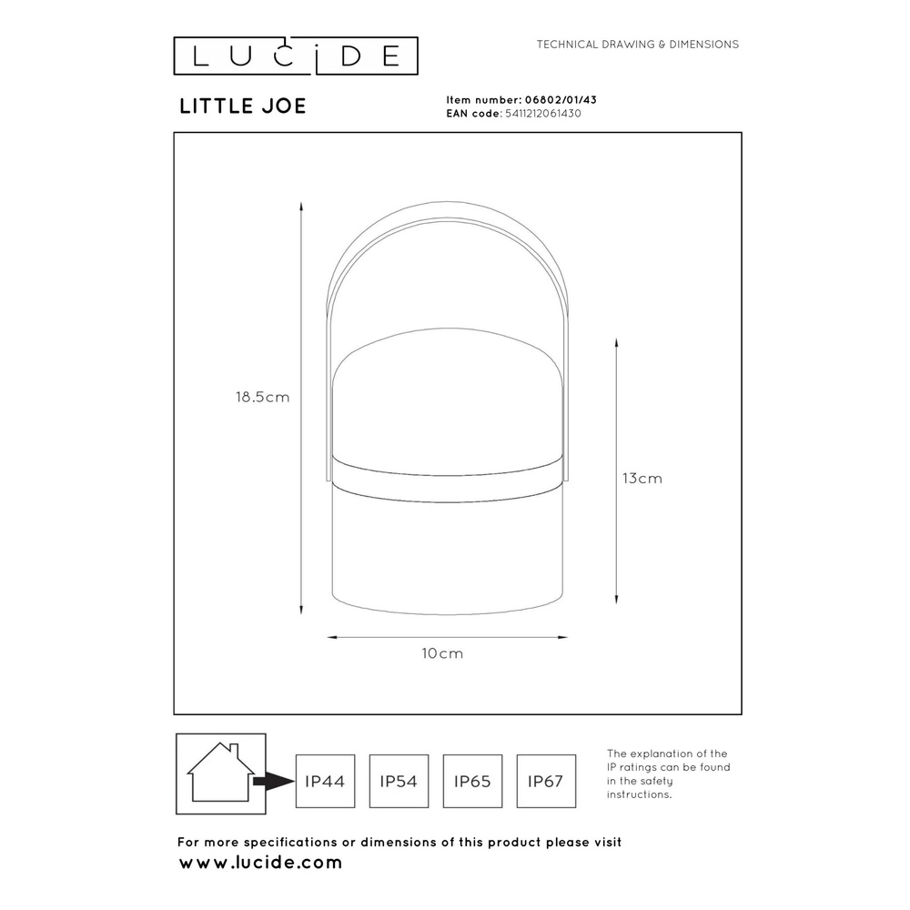Lampe de table rechargeable Little Joe orange Lucide 5411212061430