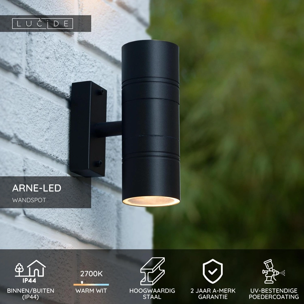 Projecteur mural Arne-Led Noir haut et bas Lucide 5411212143907