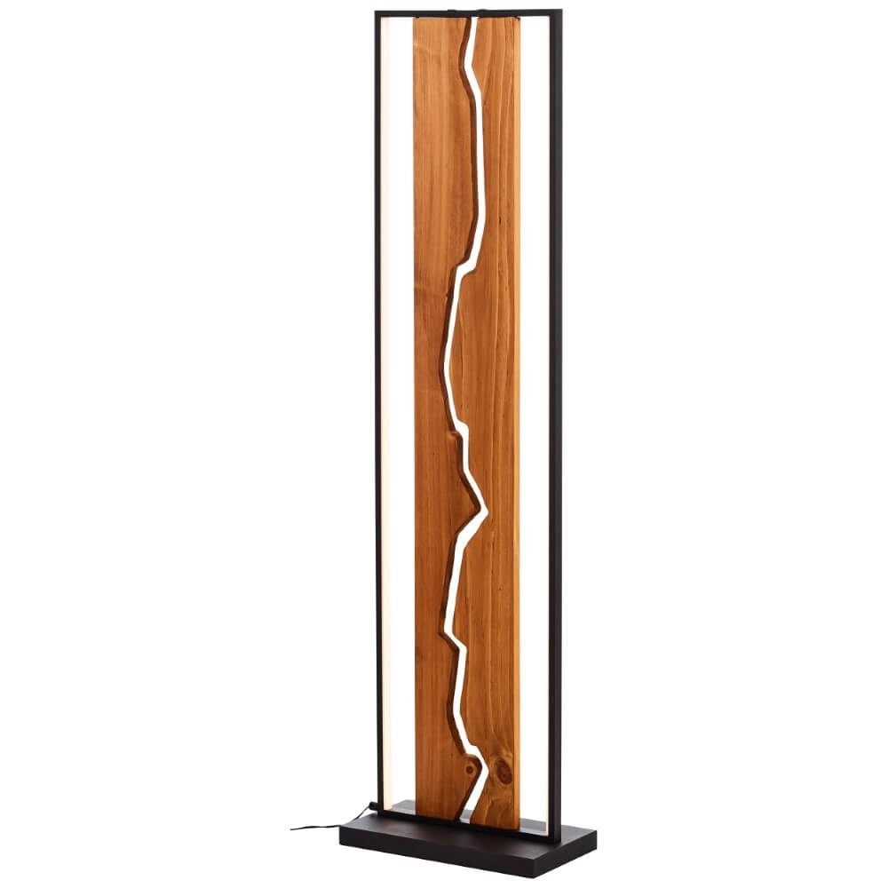 Lampadaire design Thunder noir avec du bois Brilliant 4004353435249