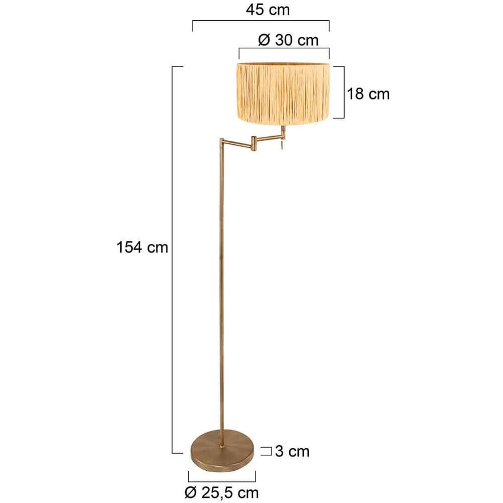Lampadaire Bella bronze avec abat-jour de couleur paille Steinhauer 8712746174441