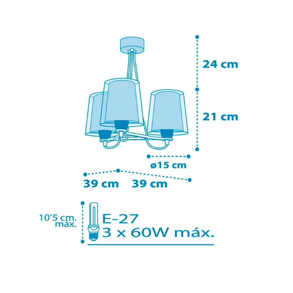 Lampe suspendue chambre d'enfant Light Feeling Star 3-bleu clair Dalber 8420406001043