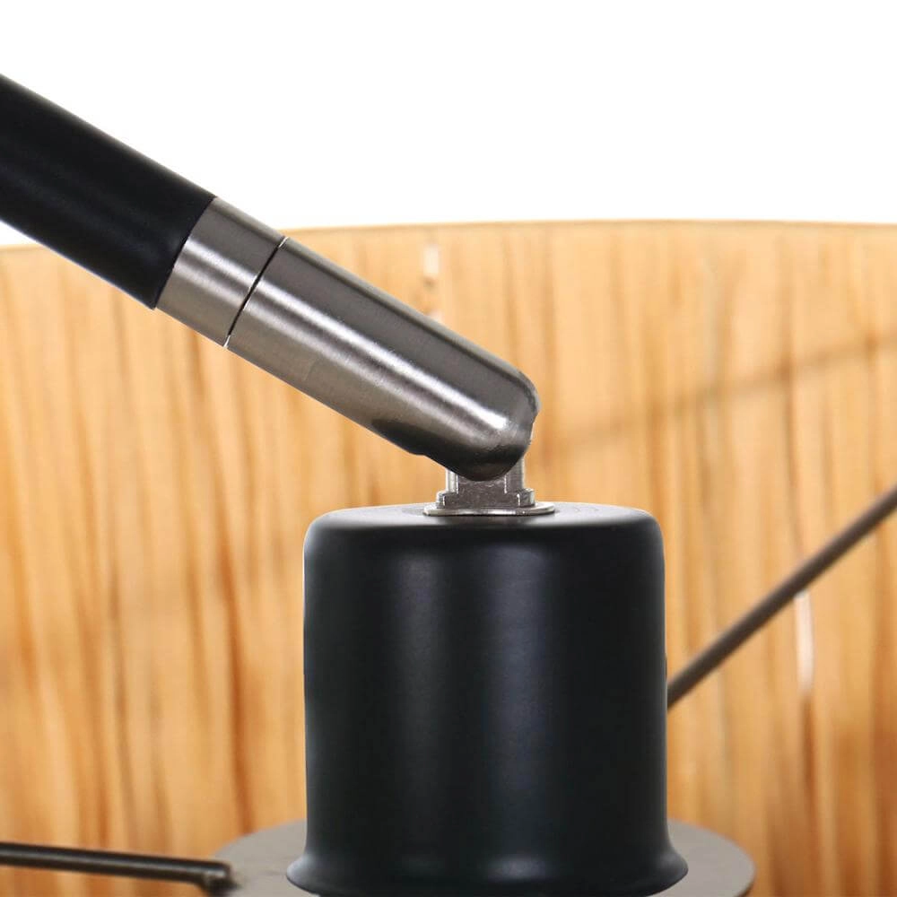 Lampe à arc Solva noir avec abat-jour paille Steinhauer 8712746172393
