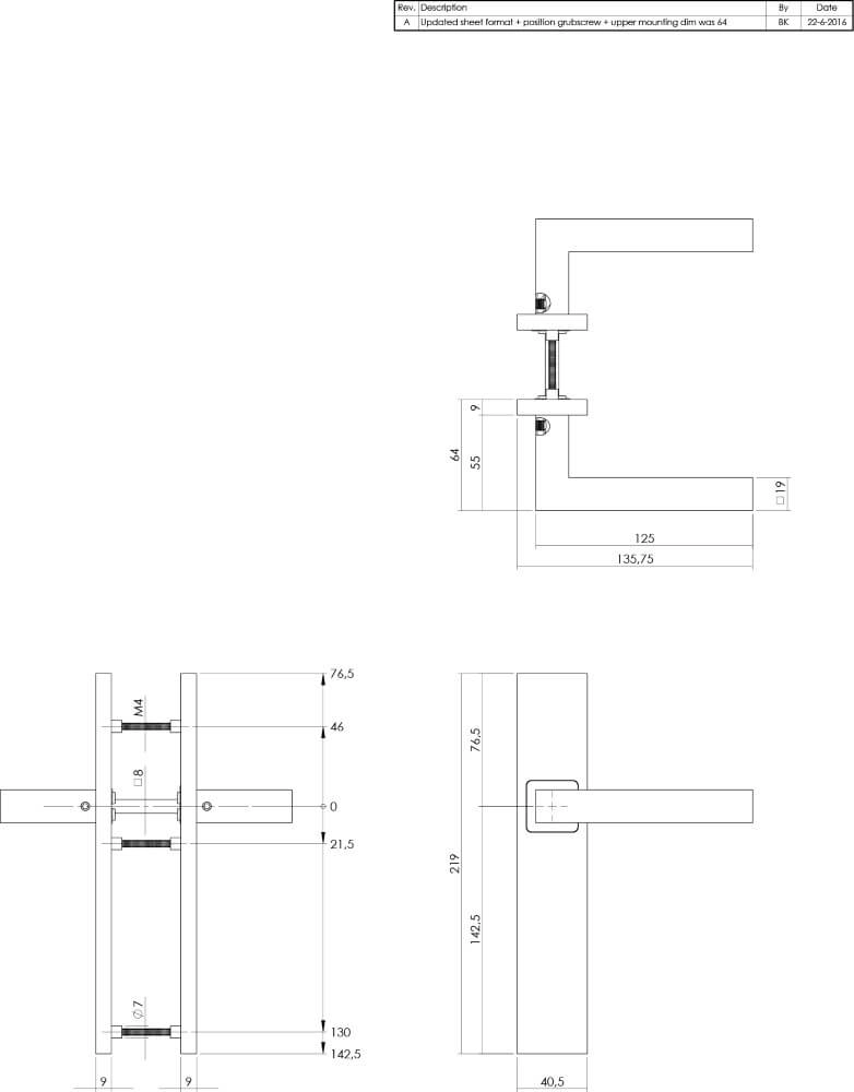 Poignée Vierkant rectangulaire en acier inoxydable Intersteel 8714186187036