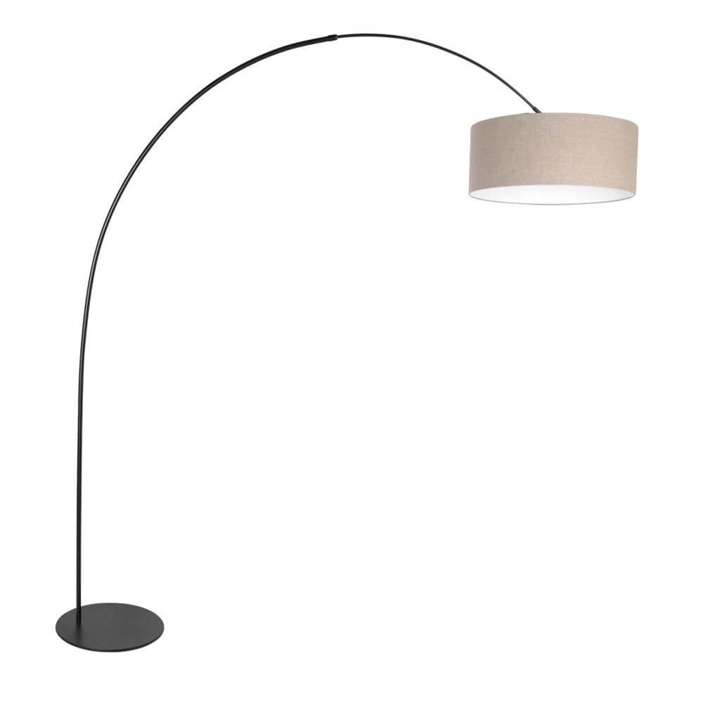 Lampadaire Curve noir avec abat-jour gris grossier Ø 50cm Lampadaire Curve noir avec abat-jour gris grossier Ø 50cm