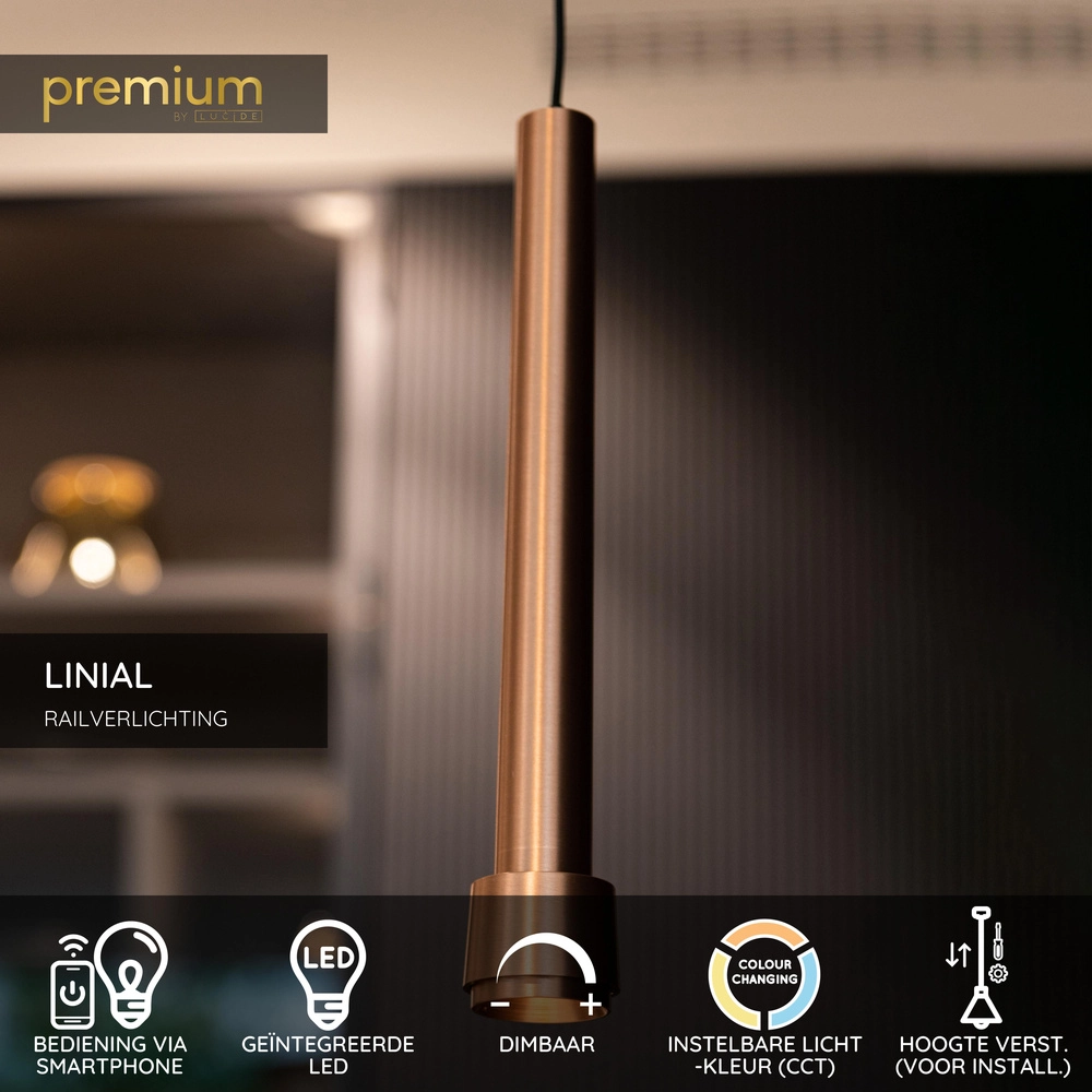 Lumière suspendue monophasée pour rail Linial Tubiz Champagne Premium by Lucide 5411212552761