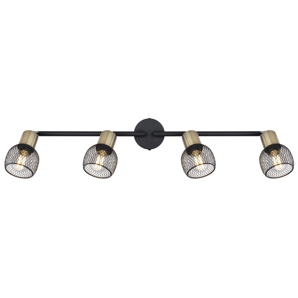 Lampe de plafond Fiastra 4 lumières noires avec maillage Globo 9007371418121