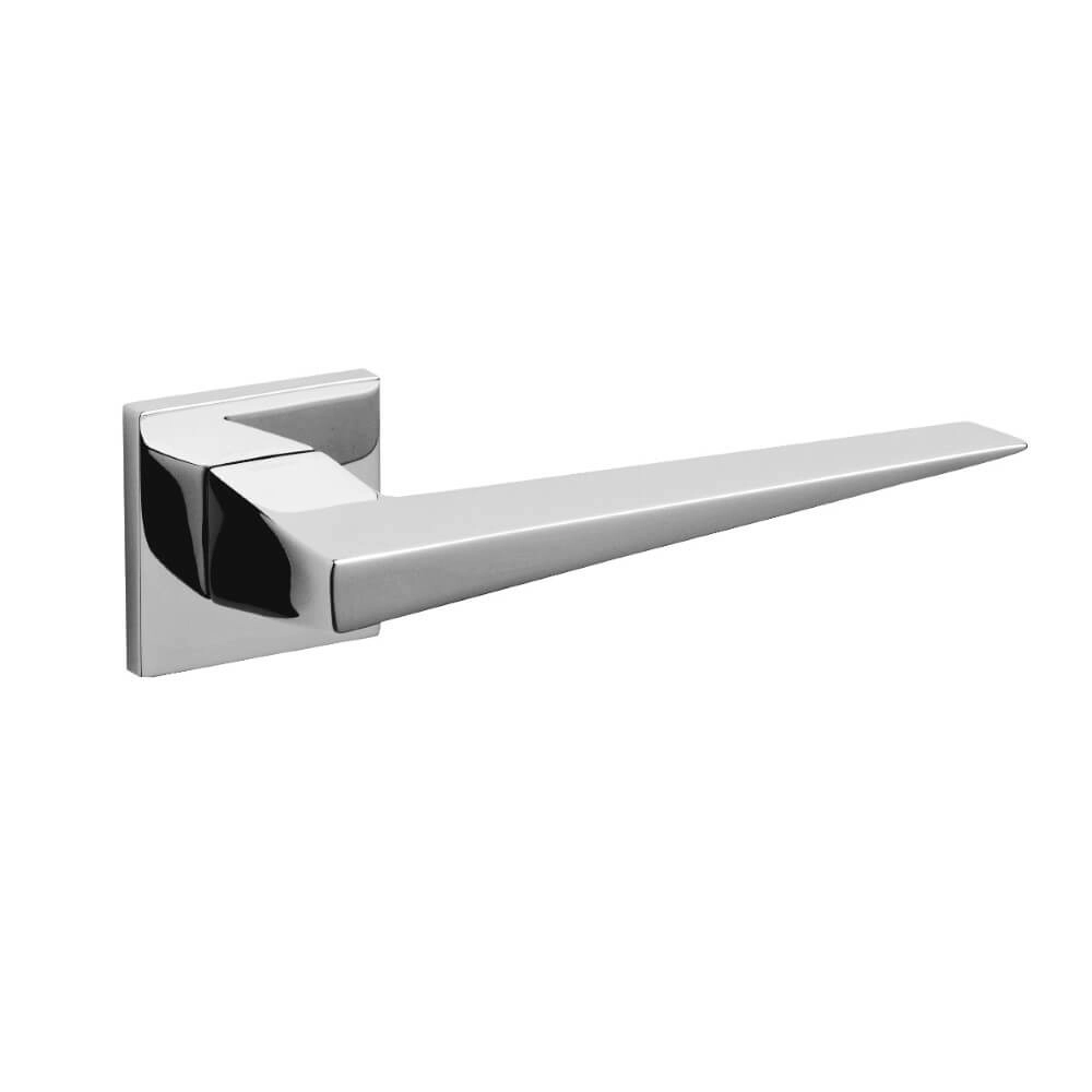 Poignée de porte design Denver sur rosace chrome