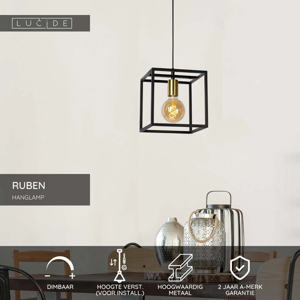 Lampe suspendue Ruben Noir Lucide 5411212000156