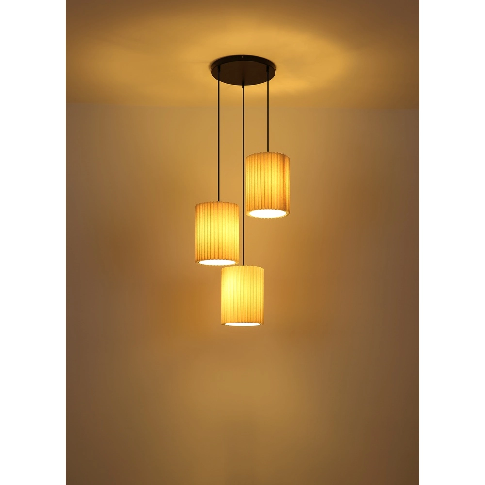 Lampe pendante à 3 lampes Page noir avec blanc rond Globo 9007371525607