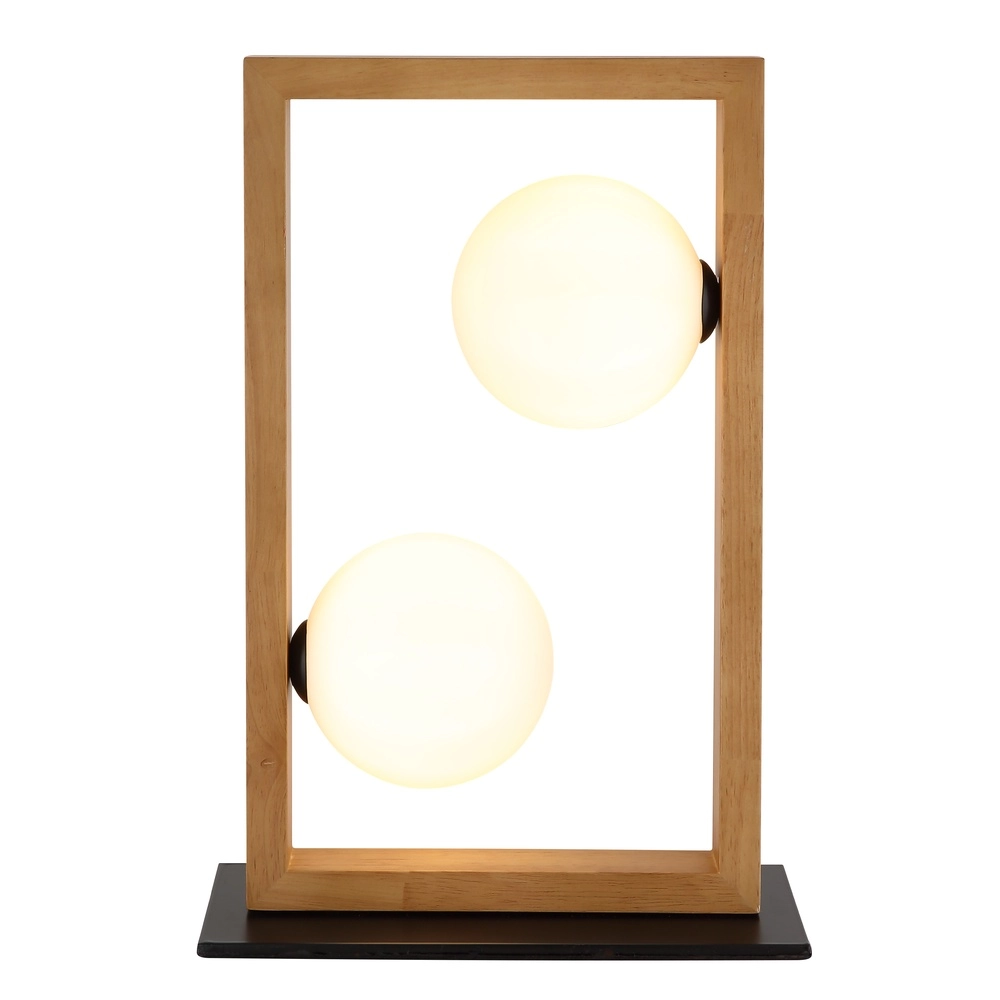 Lampe de table moderne Nanda noir avec bois Globo 9007371510948