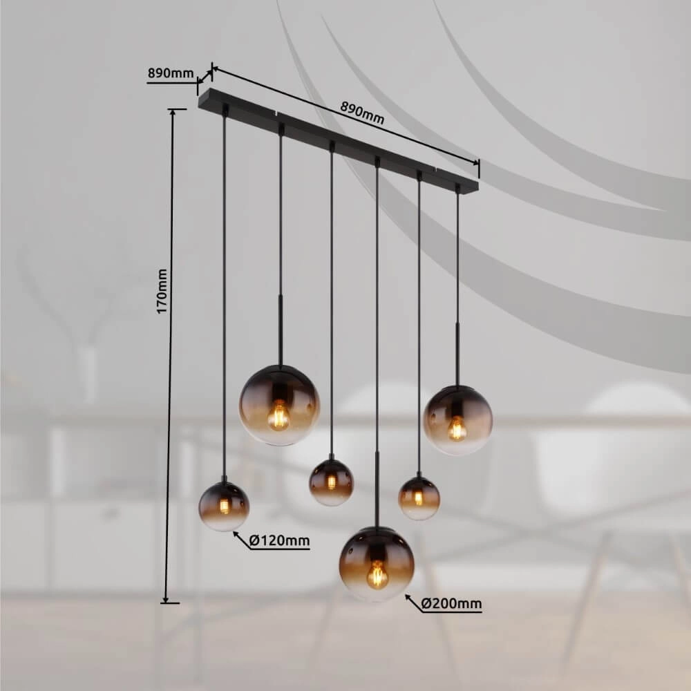 Lampe suspendue noire Hallie avec un verre unique Globo 9007371445929
