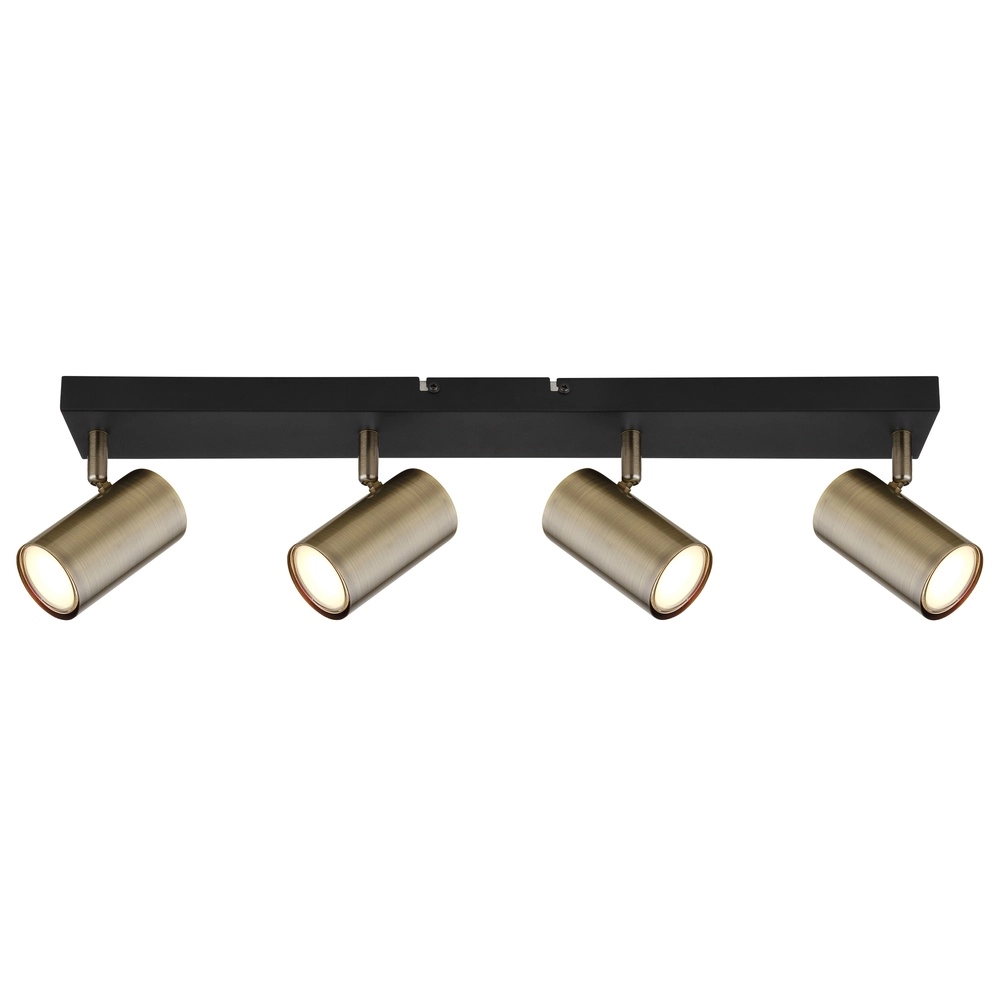 Lampe de plafond à 4 lumières Robby noir avec bronze Globo 9007371430994