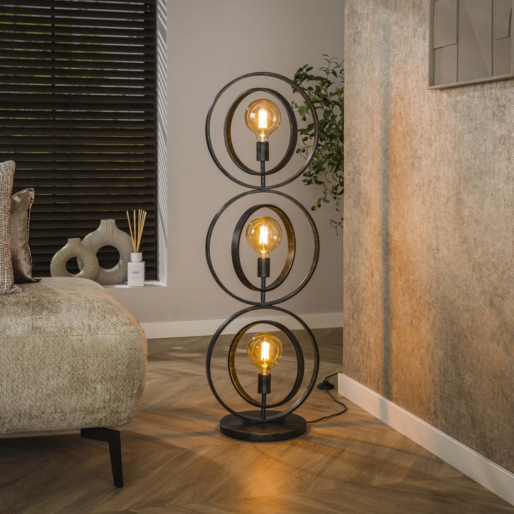 Lampe sur pied à 3 lumières en charbon Turn E27 - Ø 40cm