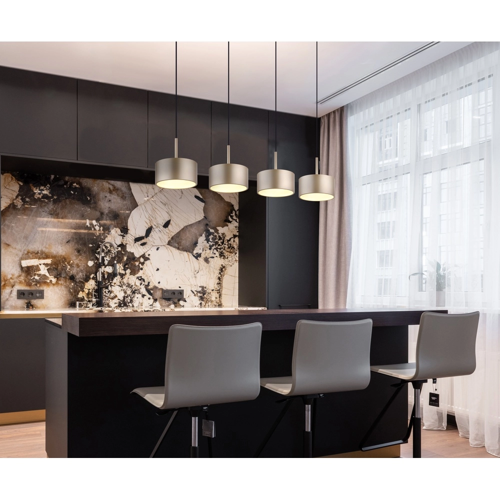 Lampe suspendue à 4 lumières Raymond noir avec du champagne Globo 9007371531875