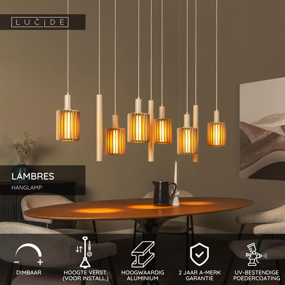 Lampe suspendue à 9 lampes Lambres taupe Lucide 5411212452993