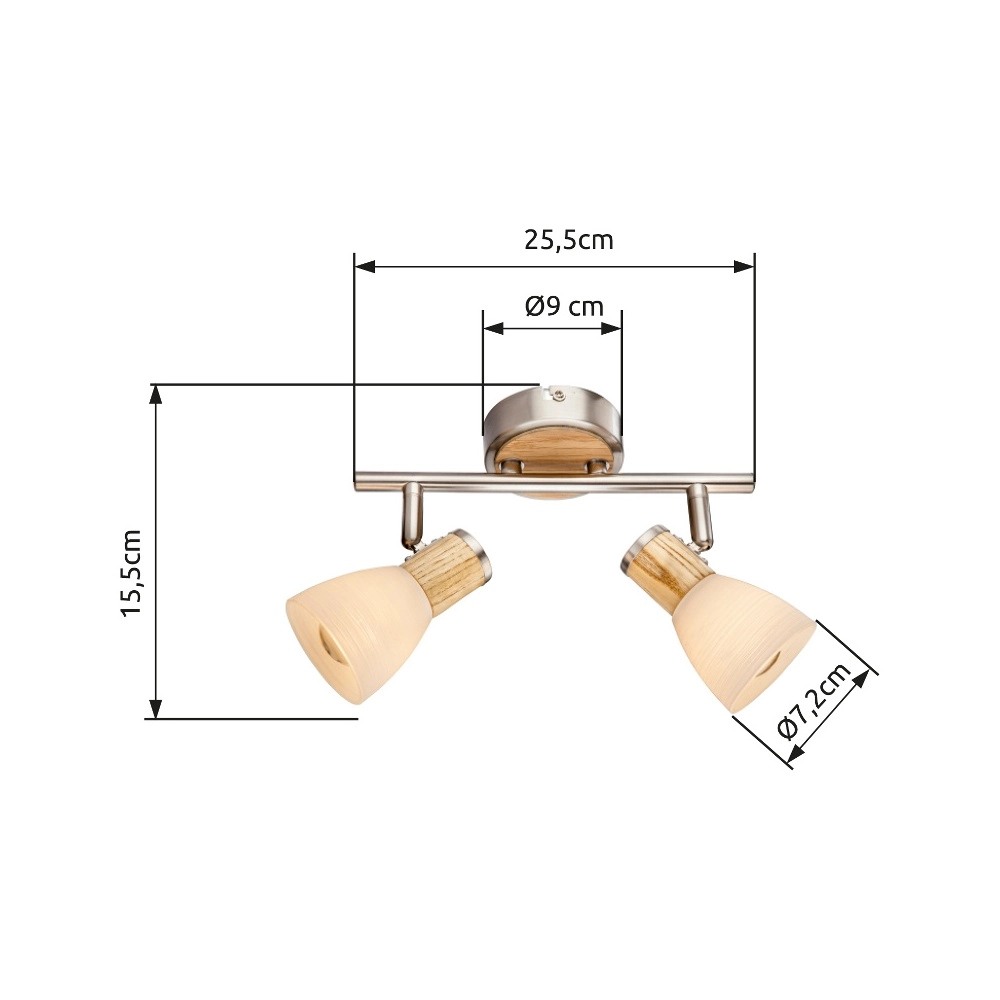 Lampe de plafond Gylfi Nickel avec 2-lights en bois Globo 9007371346547
