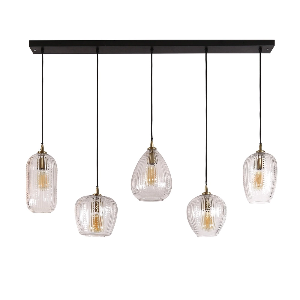 Suspension en verre à 5 lumières Diamond avec du verre transparent Lyora 8716803511187