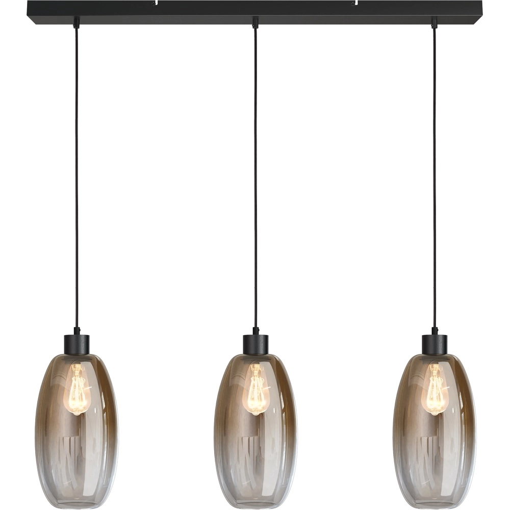 Lampe suspendue en verre Olive 3x Ø 18,5cm - noir