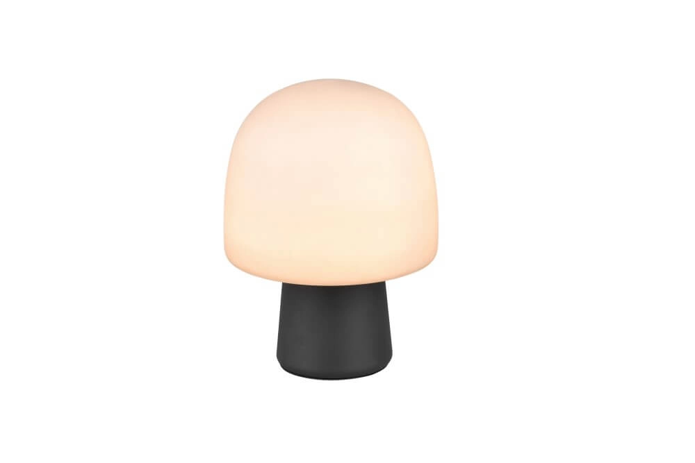 Lampe de table champignon Steen noir avec verre taupe Trio 4017807622683