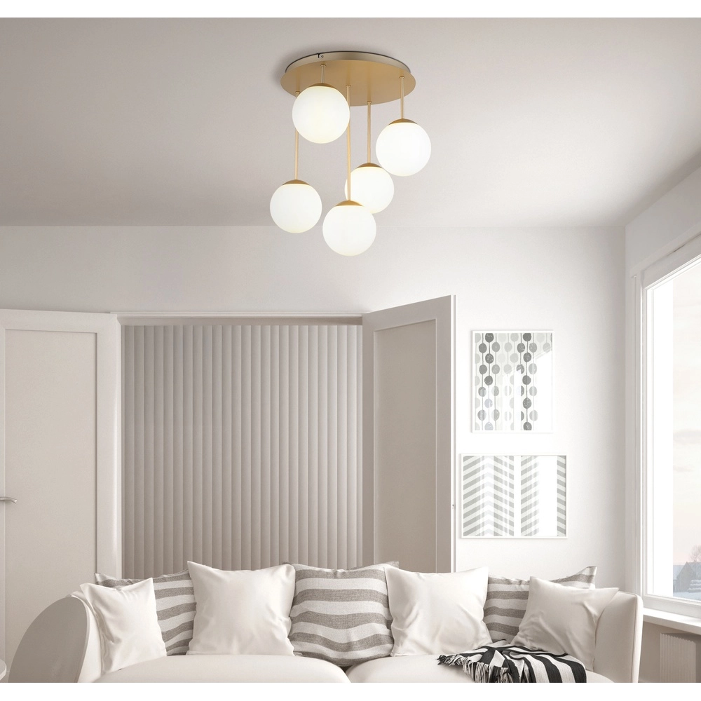 Lampe de plafond à 5 lumières Harmon Champagne Globo 9007371580545