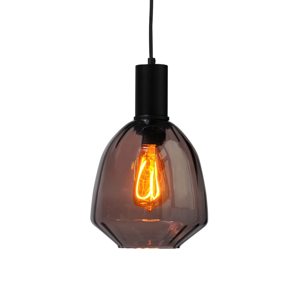 Lampe suspendue 3 lumières - noire - Porto avec des lunettes rouges Nicolette Masterlight 8718121269573