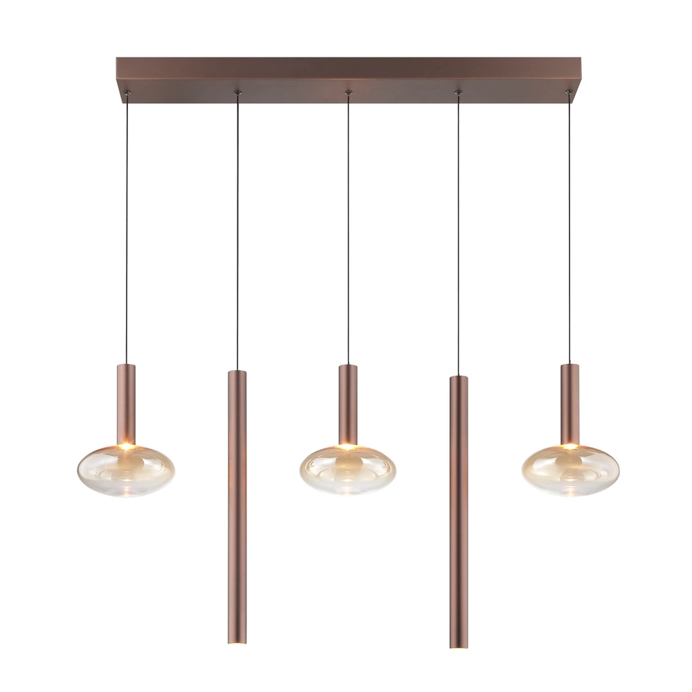 Lampe suspendue Veridian Brun café avec verre ambré Brilliant 4004353477942