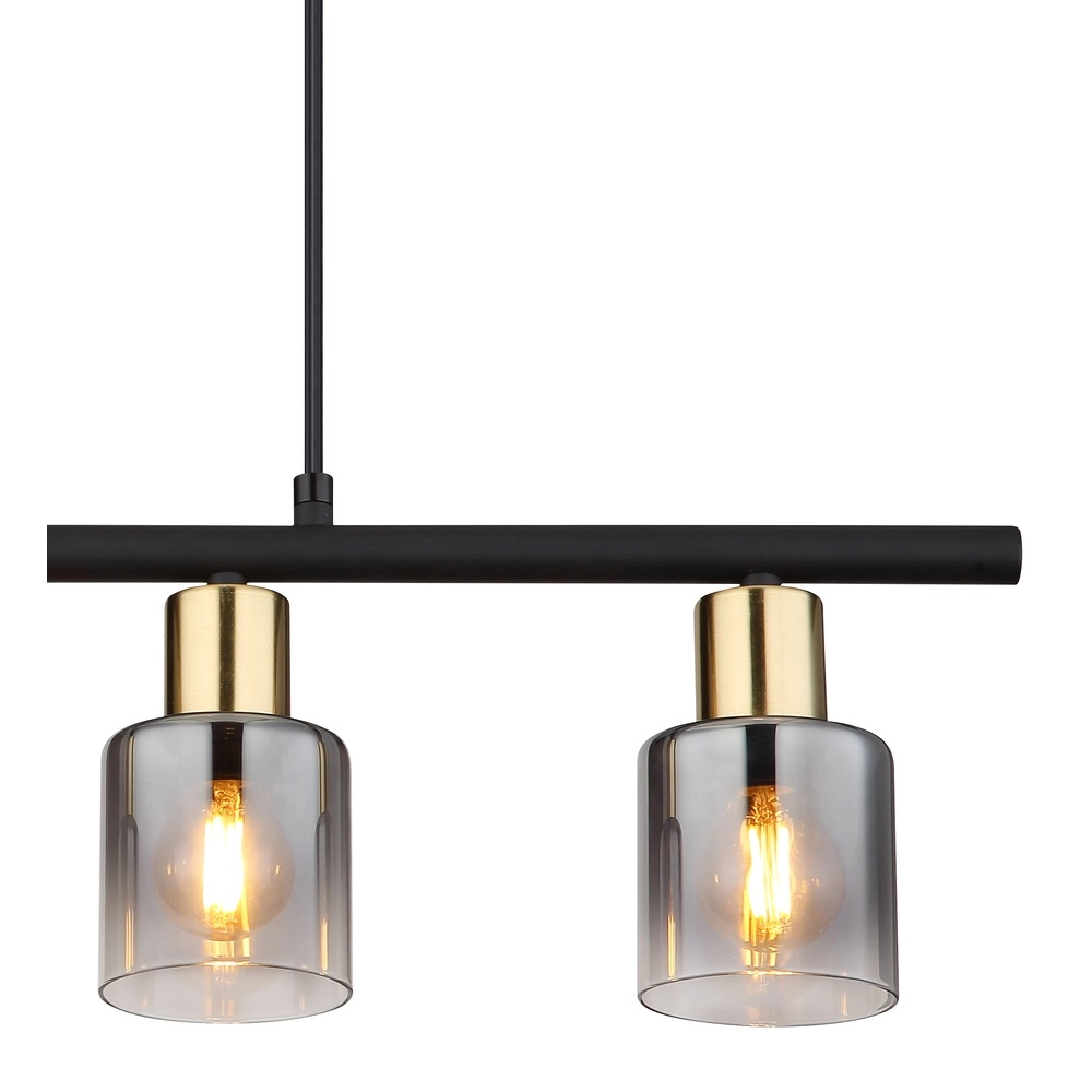 Lampe suspendue à 4 lumières Hollsy noir avec verre fumé Globo 9007371454853