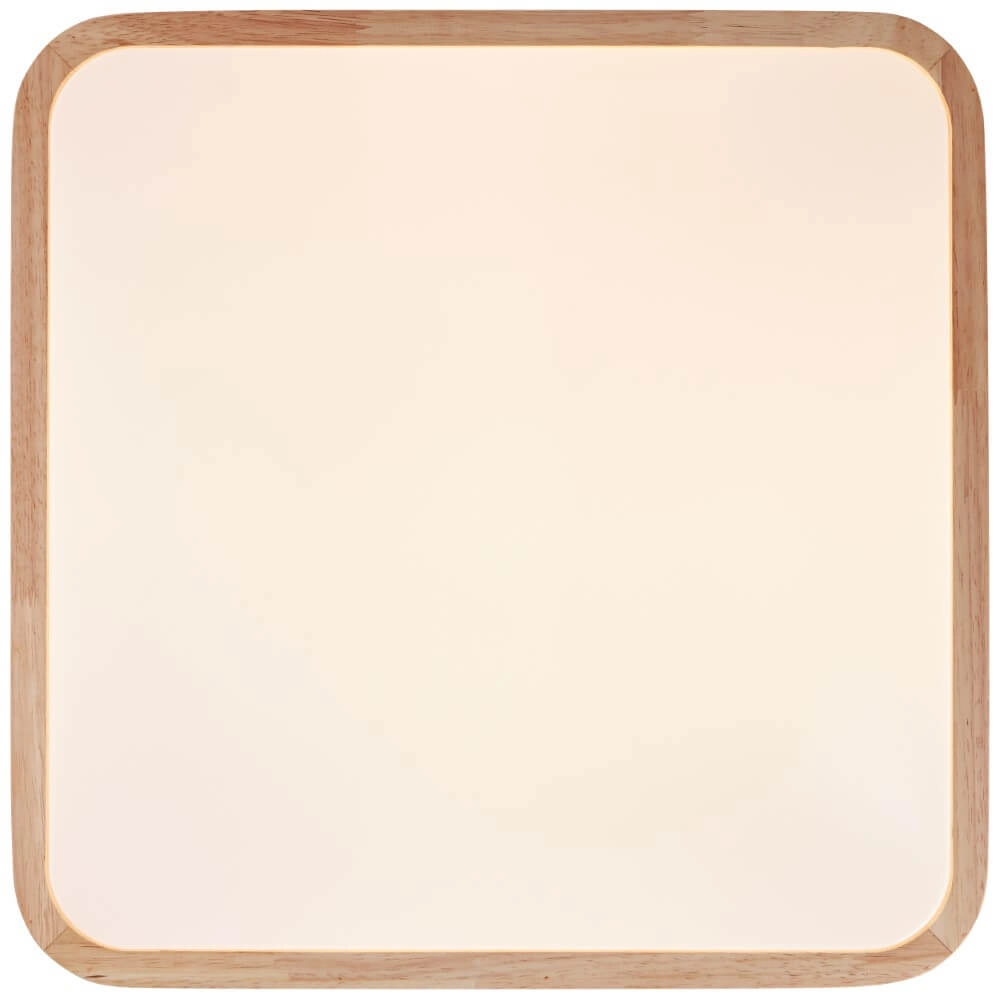 Plafonnier Tumeo 39 x 39cm blanc avec bois Brilliant 4004353411311