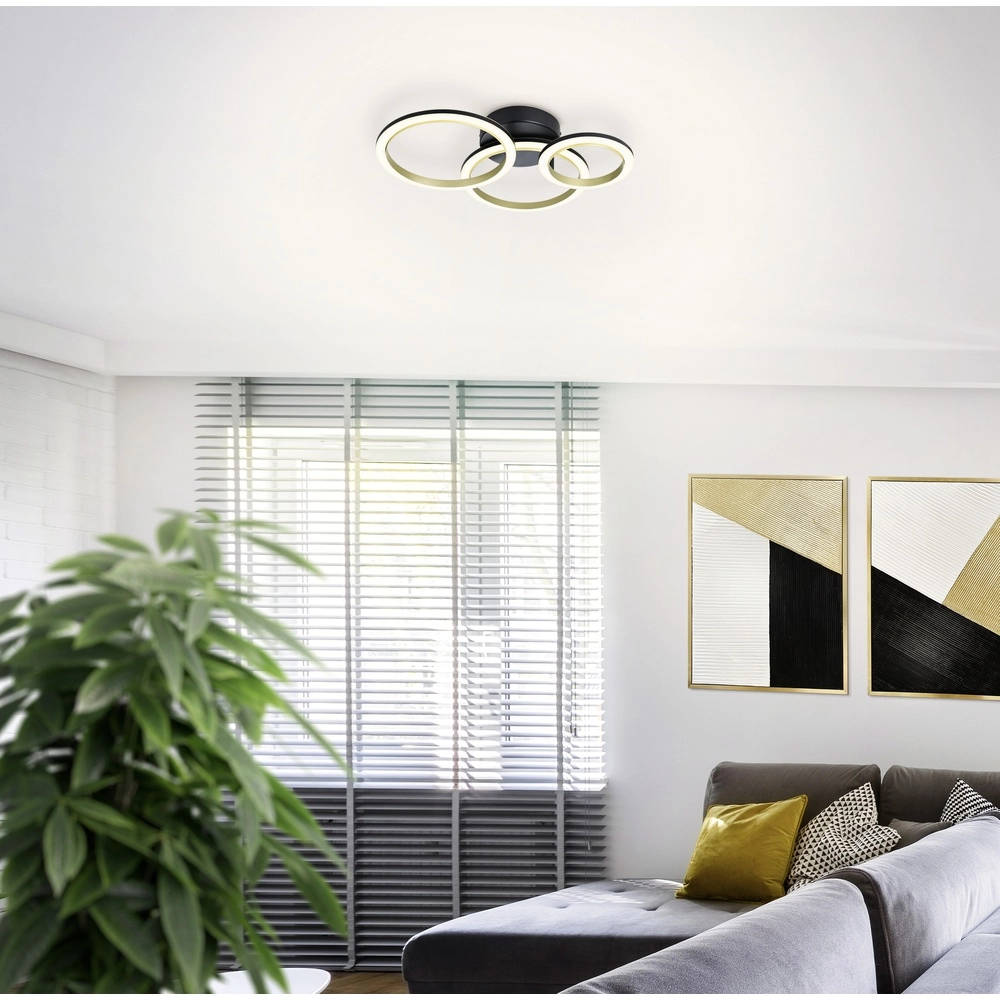 Éclairage de plafond intelligent Calliera 49cm - noir avec or - rond Eglo 9008606332939