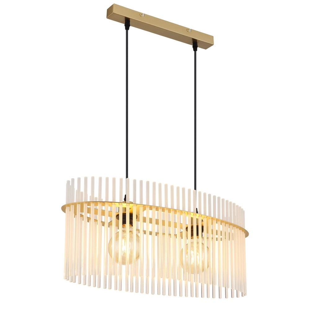 Lampe suspendue Gorley Or avec des bâtons en verre blanc