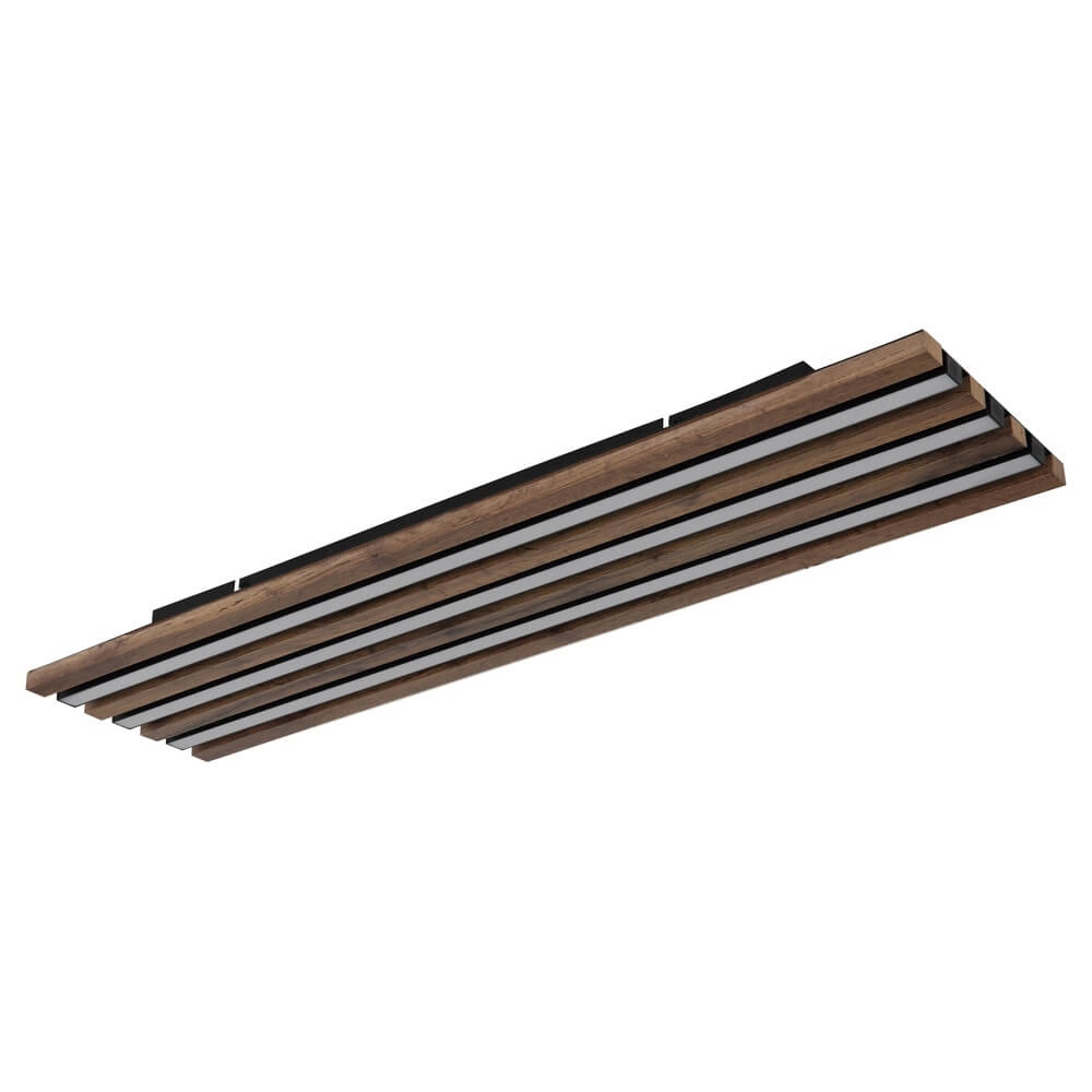Plafonnier Hayden noir avec bois 80cm Globo 9007371519644