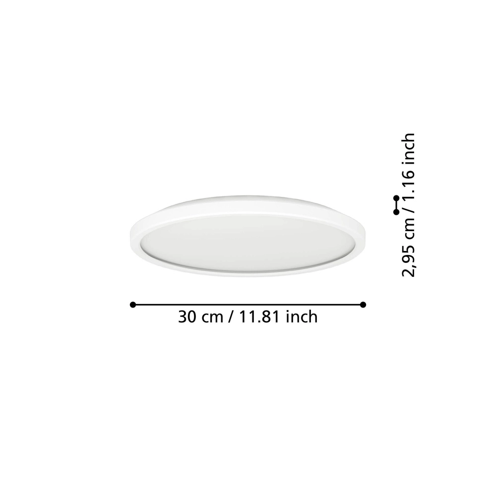 Éclairage de plafond de salle de bain Rovito rond - blanc - Ø 30cm Eglo 9008606329915