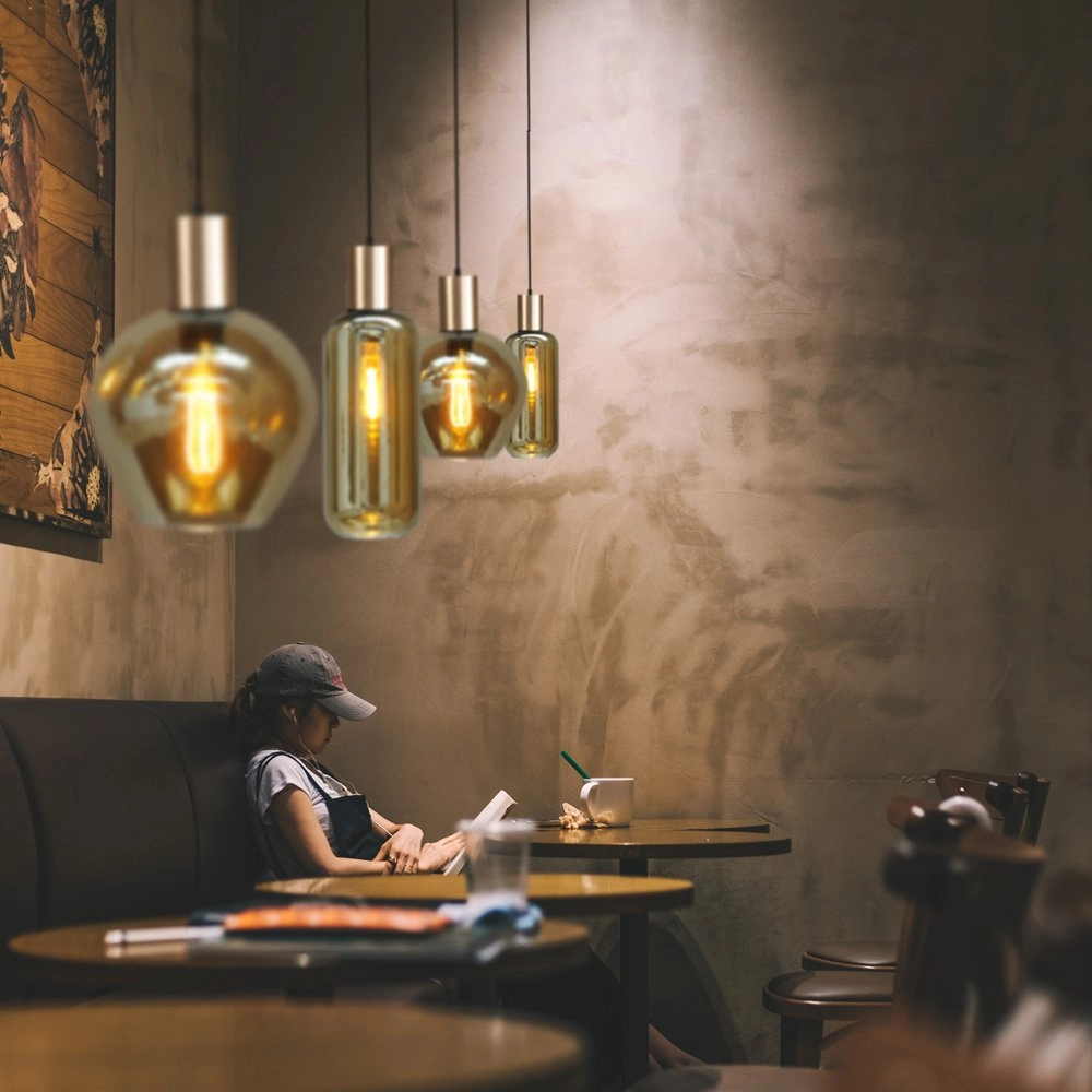 Lampe suspendue noire Bounty or avec verre cylindrique Masterlight 8718121248424