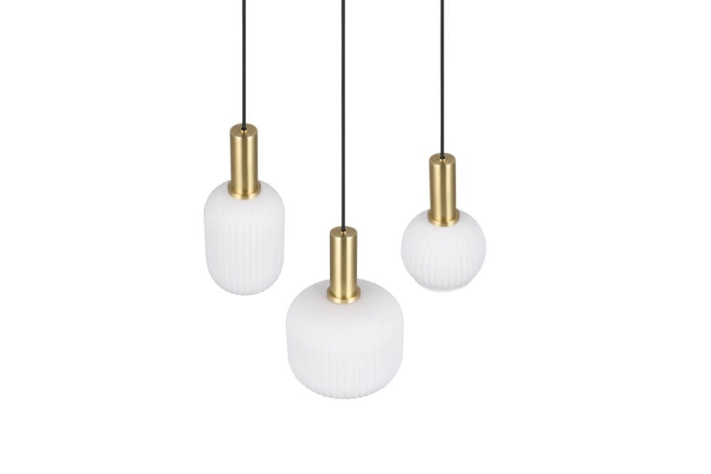 Lampe suspendue pour salle à manger Diva 3 lumières - verre blanc Trio 4017807614503