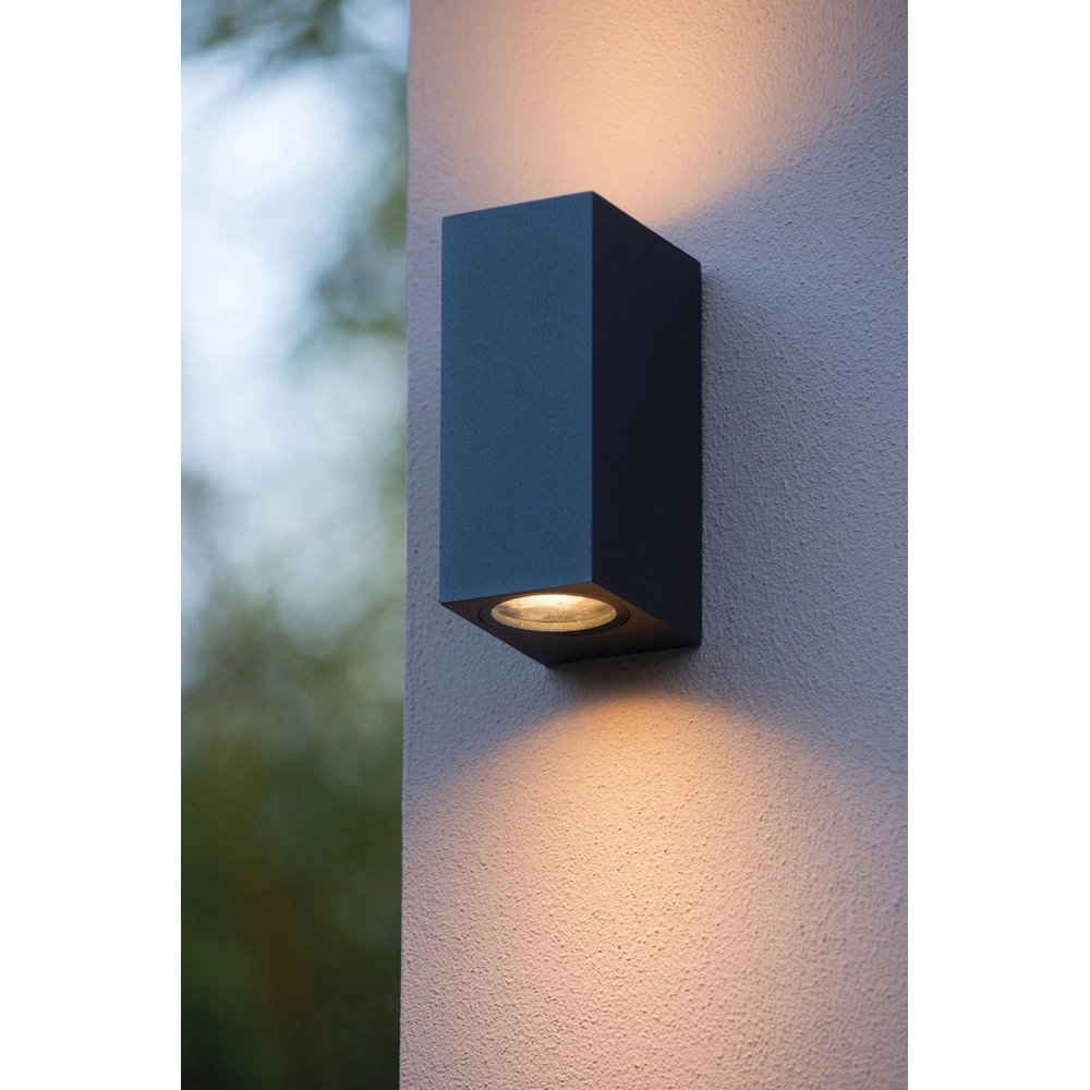 Emplacement mural de conception Zaro IP65 noir montant et bas Lucide 5411212690067