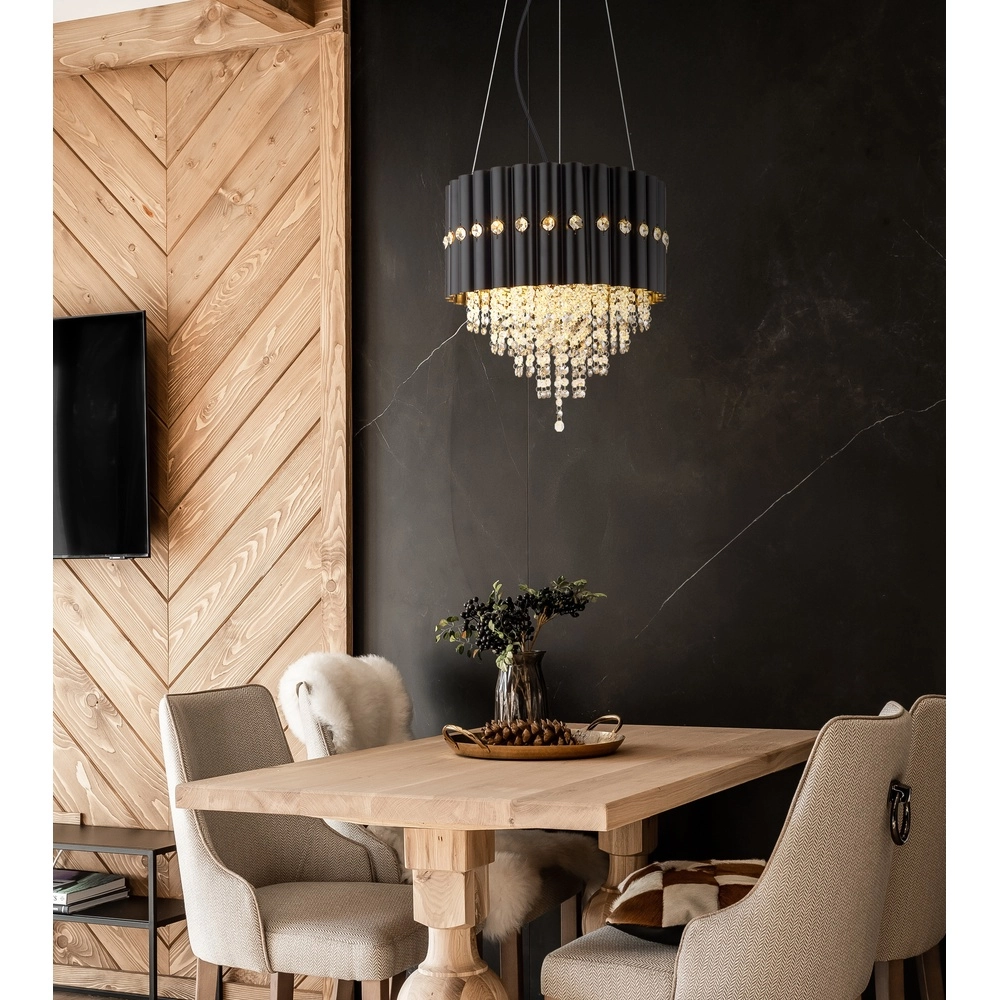 Lampe suspendue Eleos noir avec du cristal Globo 9007371528431